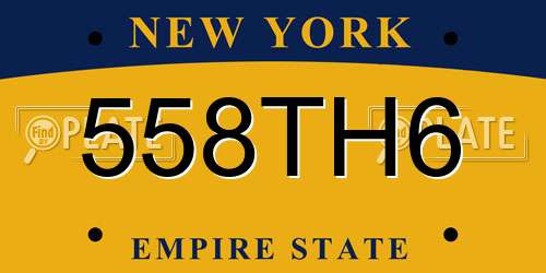 558TH6 New York License Plate