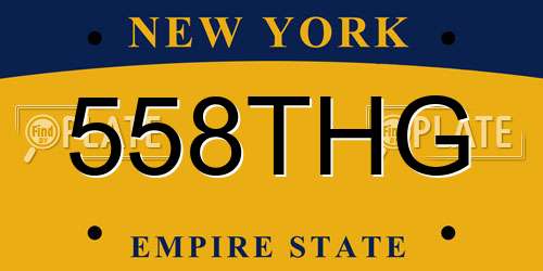 558THG New York License Plate