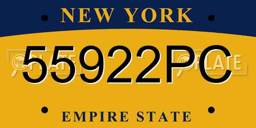 55922PC New York License Plate