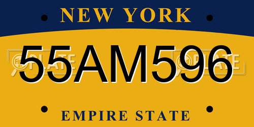 55AM596 New York License Plate
