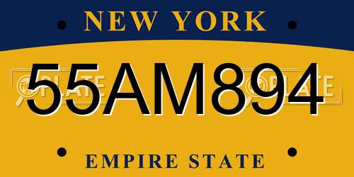 55AM894 New York License Plate