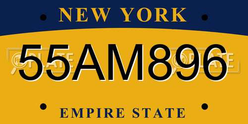 55AM896 New York License Plate