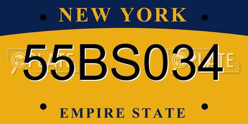 55BS034 New York License Plate