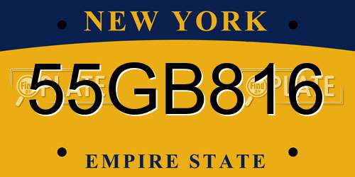 55GB816 New York License Plate