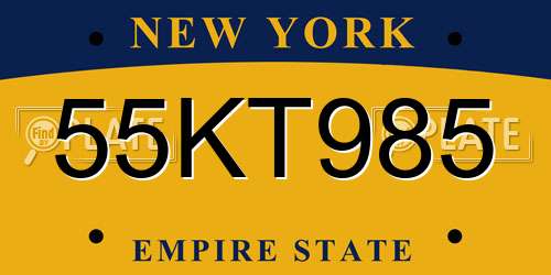 55KT985 New York License Plate