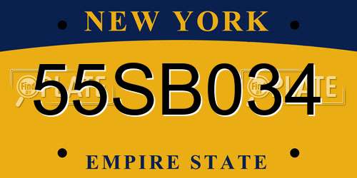 55SB034 New York License Plate