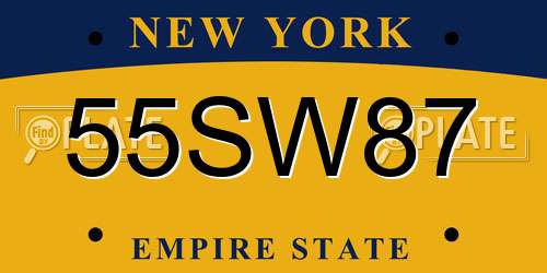 55SW87 New York License Plate