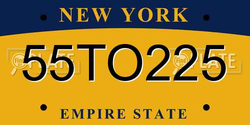 55TO225 New York License Plate