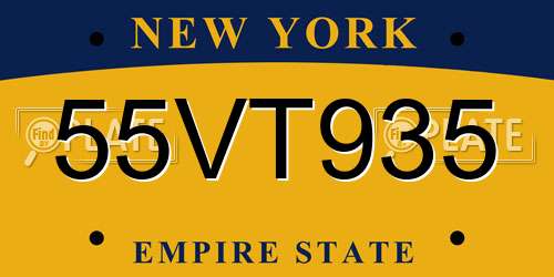 55VT935 New York License Plate