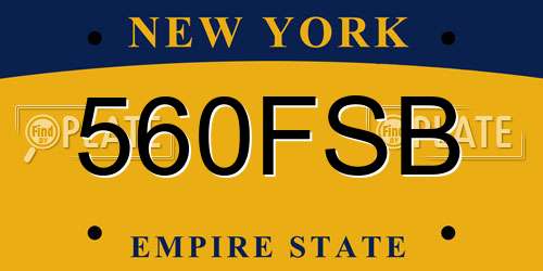 560FSB New York License Plate