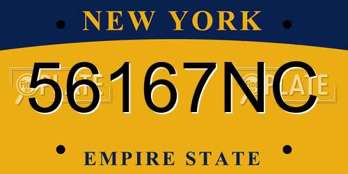 56167NC New York License Plate