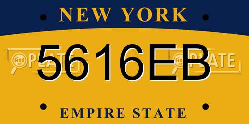 5616EB New York License Plate