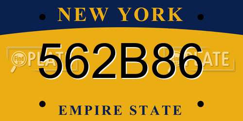 562B86 New York License Plate