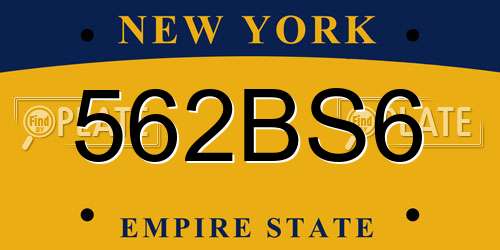 562BS6 New York License Plate