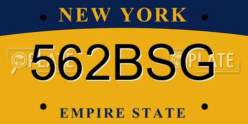 562BSG New York License Plate