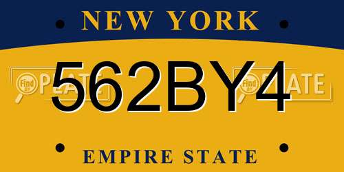 562BY4 New York License Plate