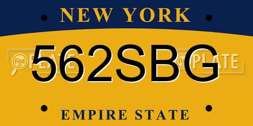 562SBG New York License Plate