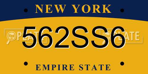 562SS6 New York License Plate