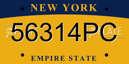 56314PC New York License Plate