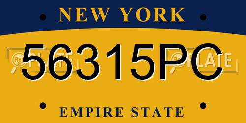 56315PC New York License Plate