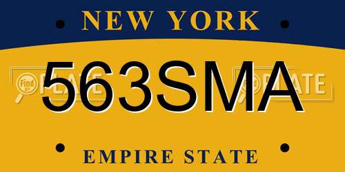 563SMA New York License Plate