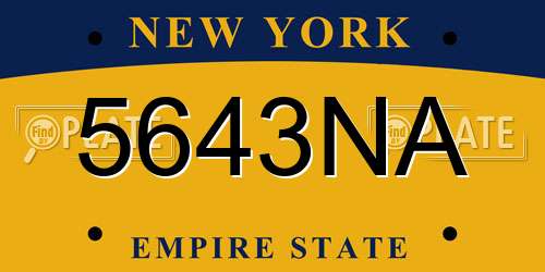 5643NA New York License Plate