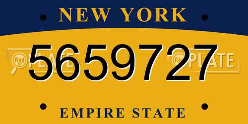 5659727 New York License Plate