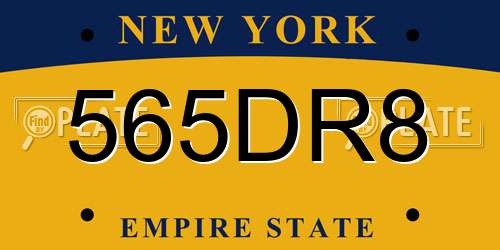 565DR8 New York License Plate