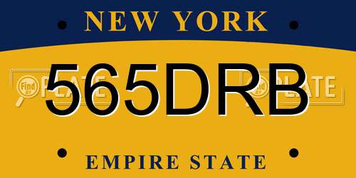 565DRB New York License Plate