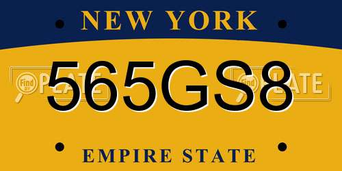 565GS8 New York License Plate