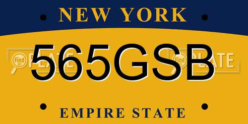 565GSB New York License Plate