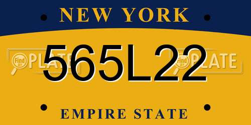 565L22 New York License Plate