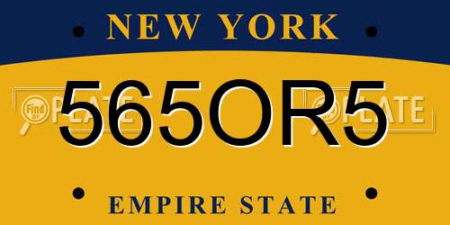 565OR5 New York License Plate