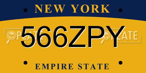 566ZPY New York License Plate