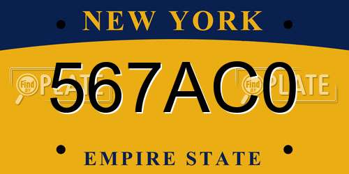 567AC0 New York License Plate