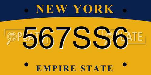 567SS6 New York License Plate