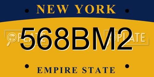 568BM2 New York License Plate