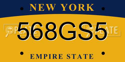 568GS5 New York License Plate