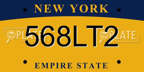 568LT2 New York License Plate