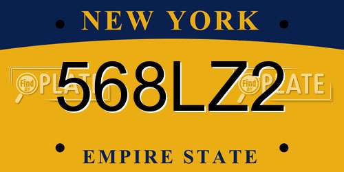 568LZ2 New York License Plate