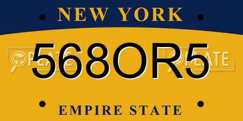 568OR5 New York License Plate