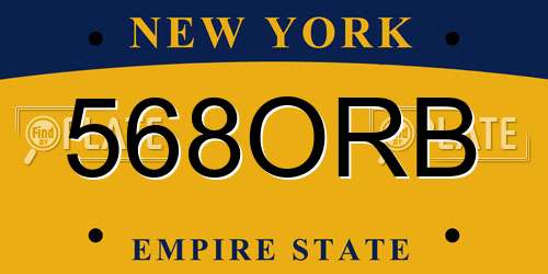568ORB New York License Plate
