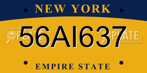 56AI637 New York License Plate