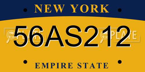 56AS212 New York License Plate