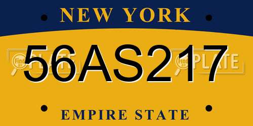56AS217 New York License Plate