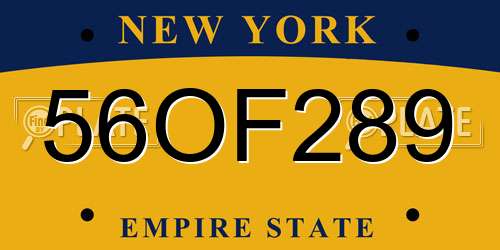 56OF289 New York License Plate
