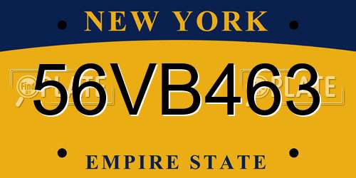56VB463 New York License Plate
