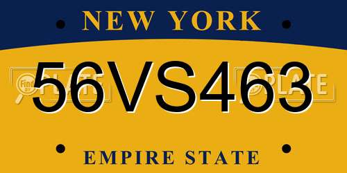 56VS463 New York License Plate