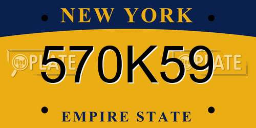 570K59 New York License Plate