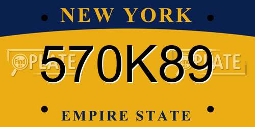 570K89 New York License Plate